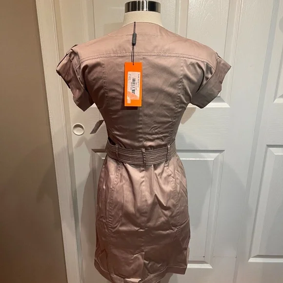 Karen Millen buckled shirt dress NWT size US 2 beige - Picture 2 of 7